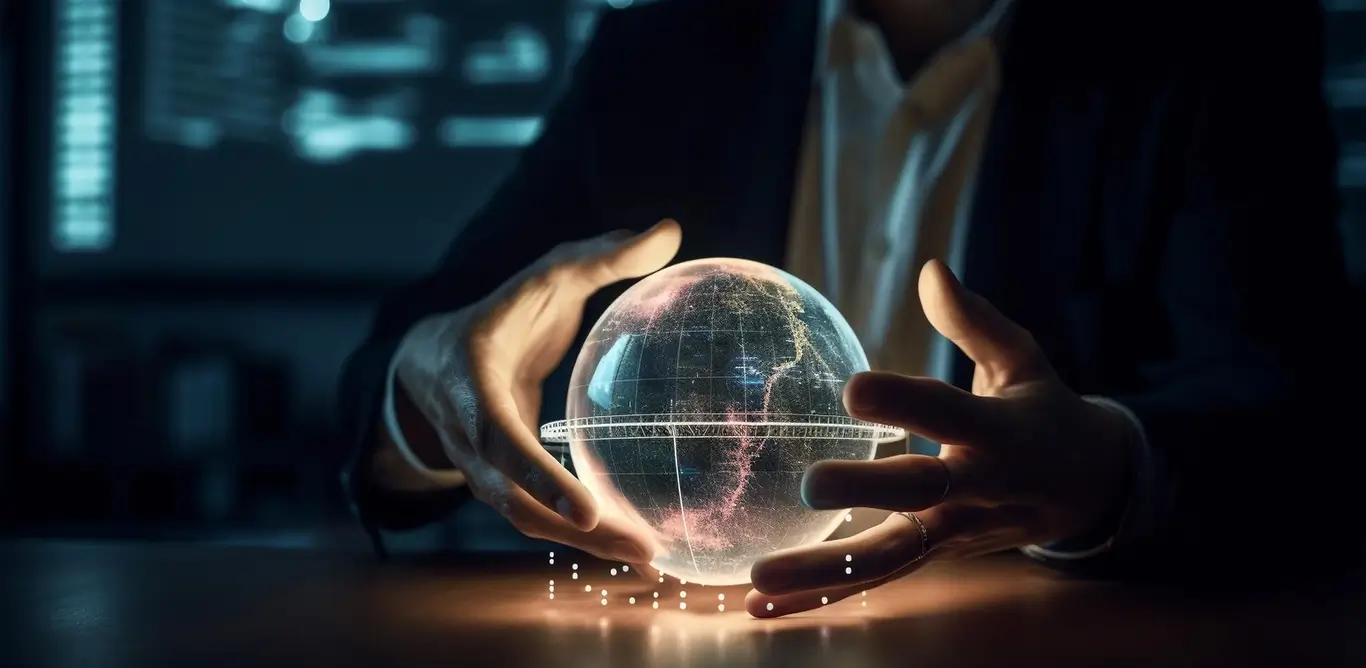 Person holding a glowing globe