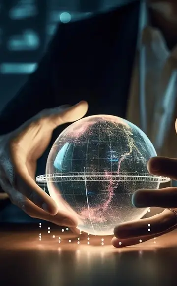 Person holding a glowing globe